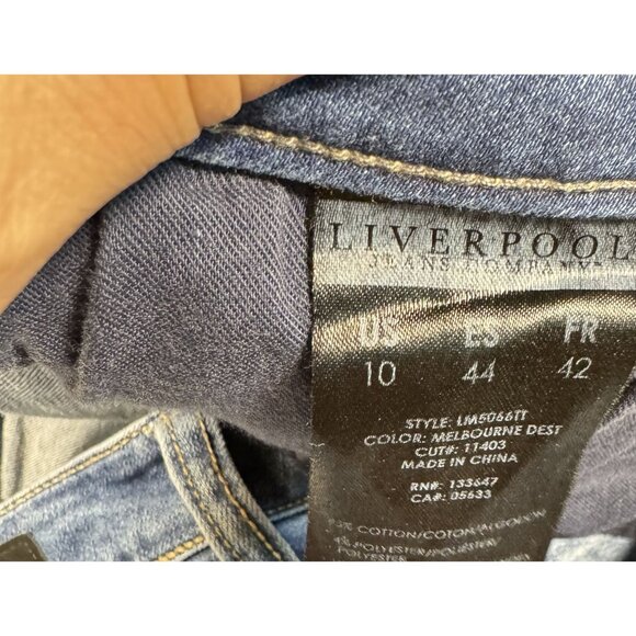 Liverpool Blue Distressed the Crop Boyfriend Women's Jeans Size 10 LM5066TT - Picture 7 of 11